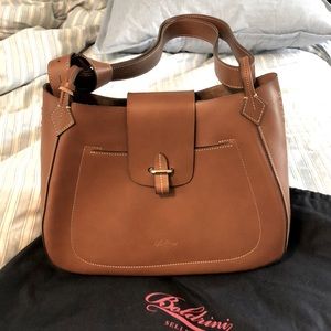 New with partial tags Boldrini Selleria Florentine Brown leather satchel bag